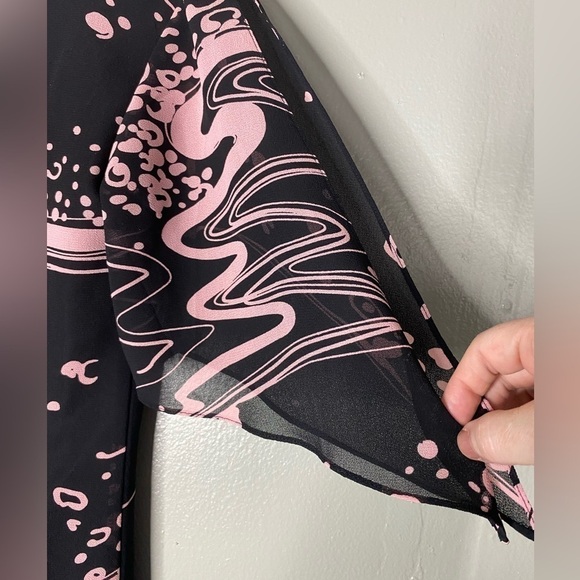 Clues Collections Dark Black Pink Geo design Fully Lined Womens size 6 Dress - Picture 8 of 12